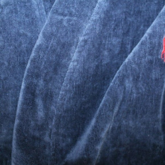 NWT POLO‎ RALPH LAUREN MEN'S VELOUR TERRY PLUSH BATH ROBE NAVY BLUE - Picture 8 of 9